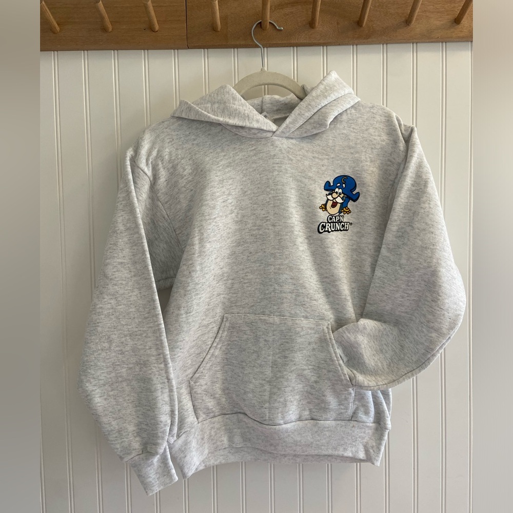 Vintage 90s Cap’n Captain Crunch Youth Hood Long Sleeve Sweatshirt Gray L 14/16